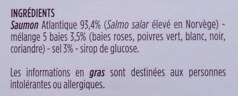 Monoprix Émincés de saumon fumé aux 5 baies packshot
