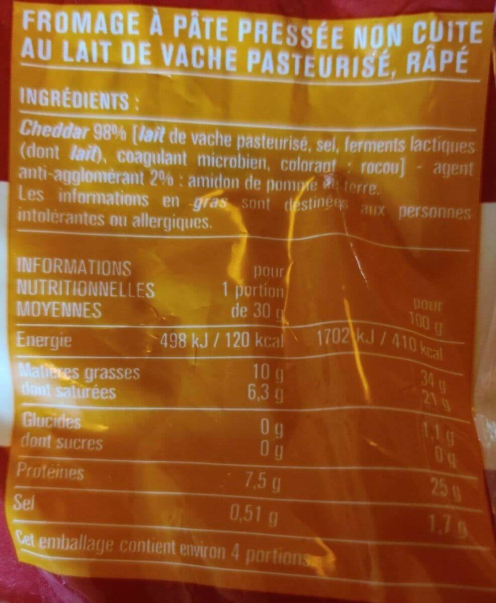 Monoprix Cheddar rouge rapé packshot