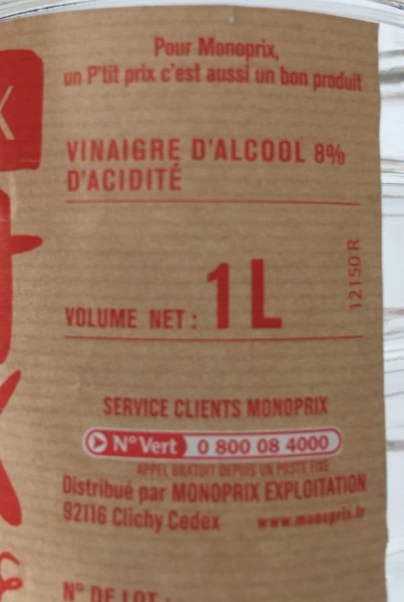 Monoprix Vinaigre cristal 8% packshot