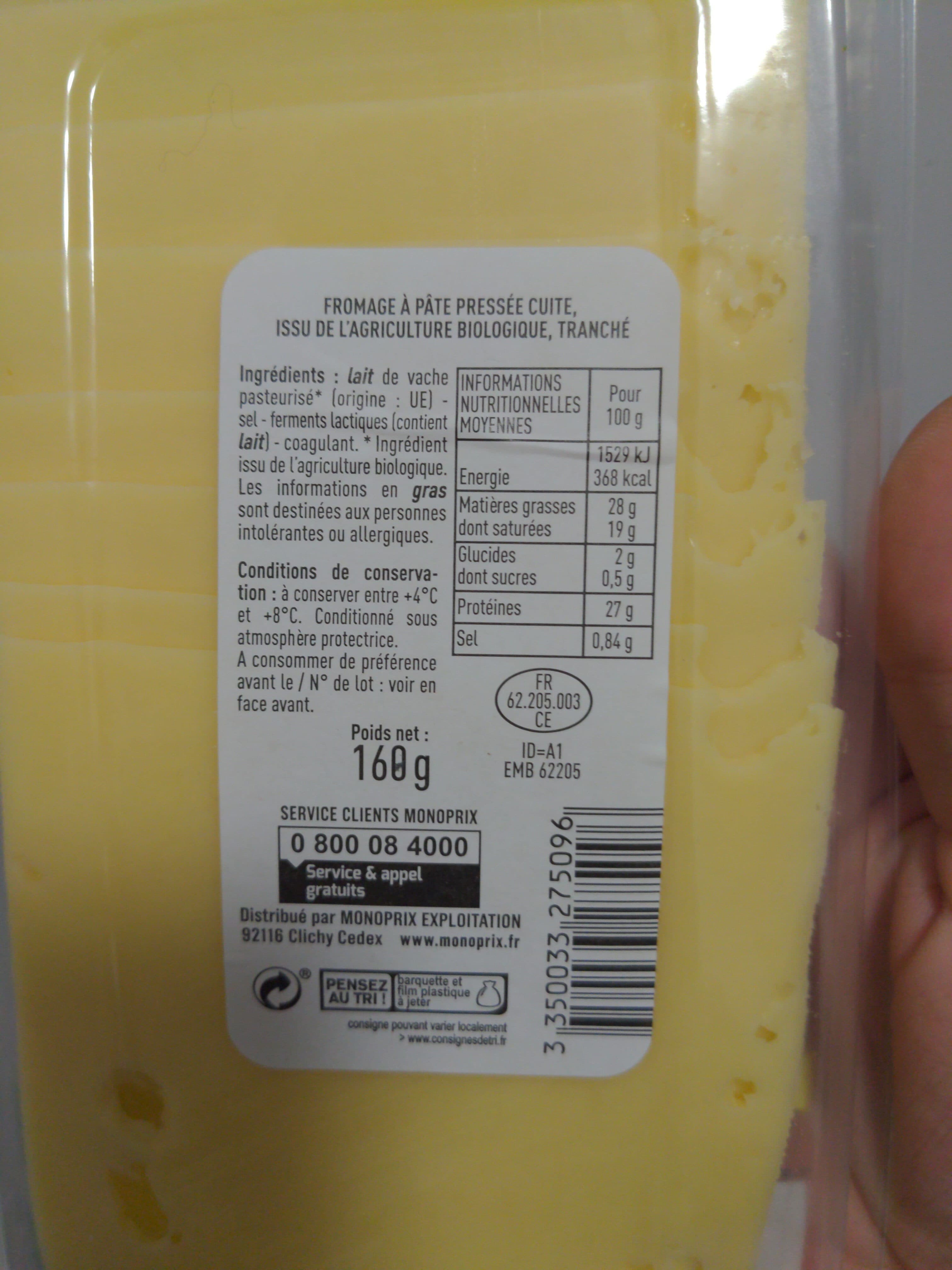 Monoprix Emmental tranché bio packshot