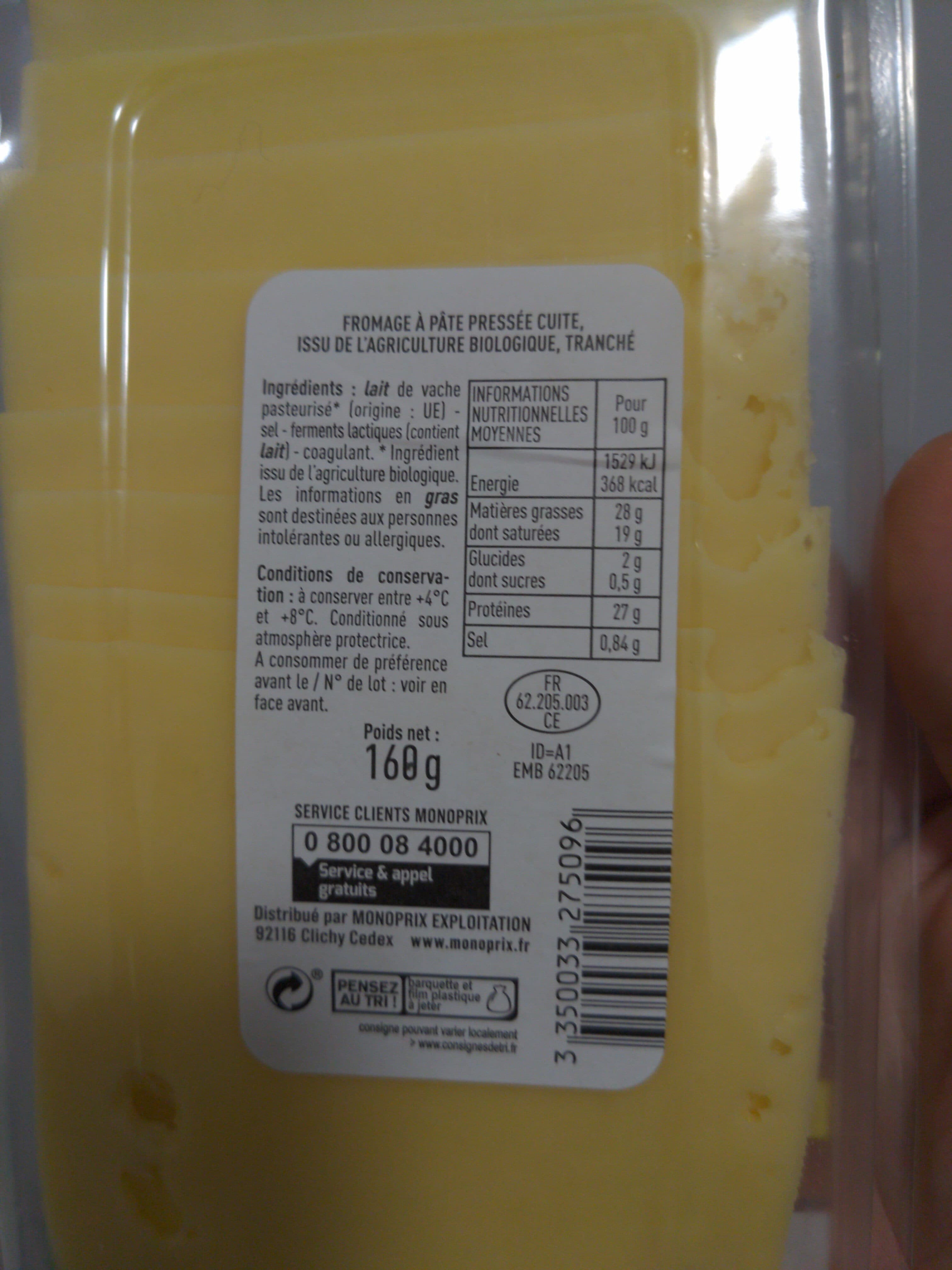 Monoprix Emmental tranché bio packshot