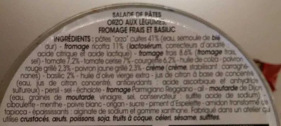 Monoprix Orzo au Basilic, Petits Légumes Fromage Frais packshot
