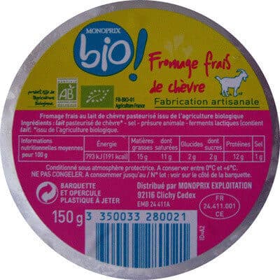 MONOPRIX BIO ! Fromage frais de chèvre Nature packshot
