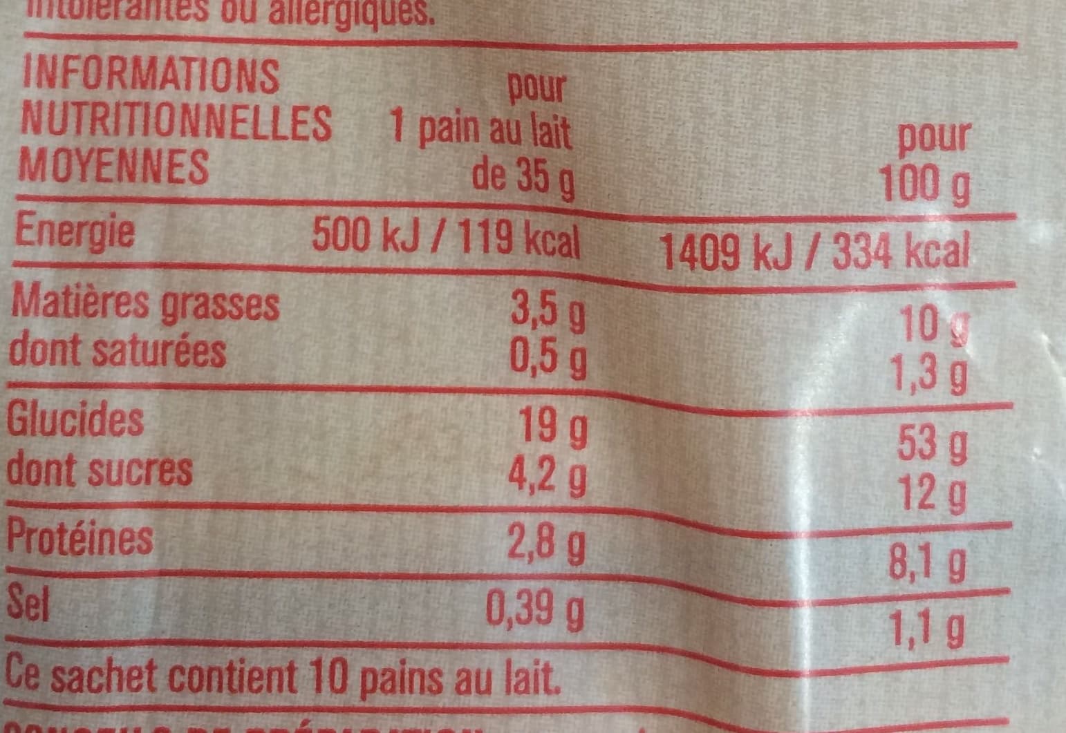 Monoprix P'tit Prix 10 pains au lait aux œufs frais packshot