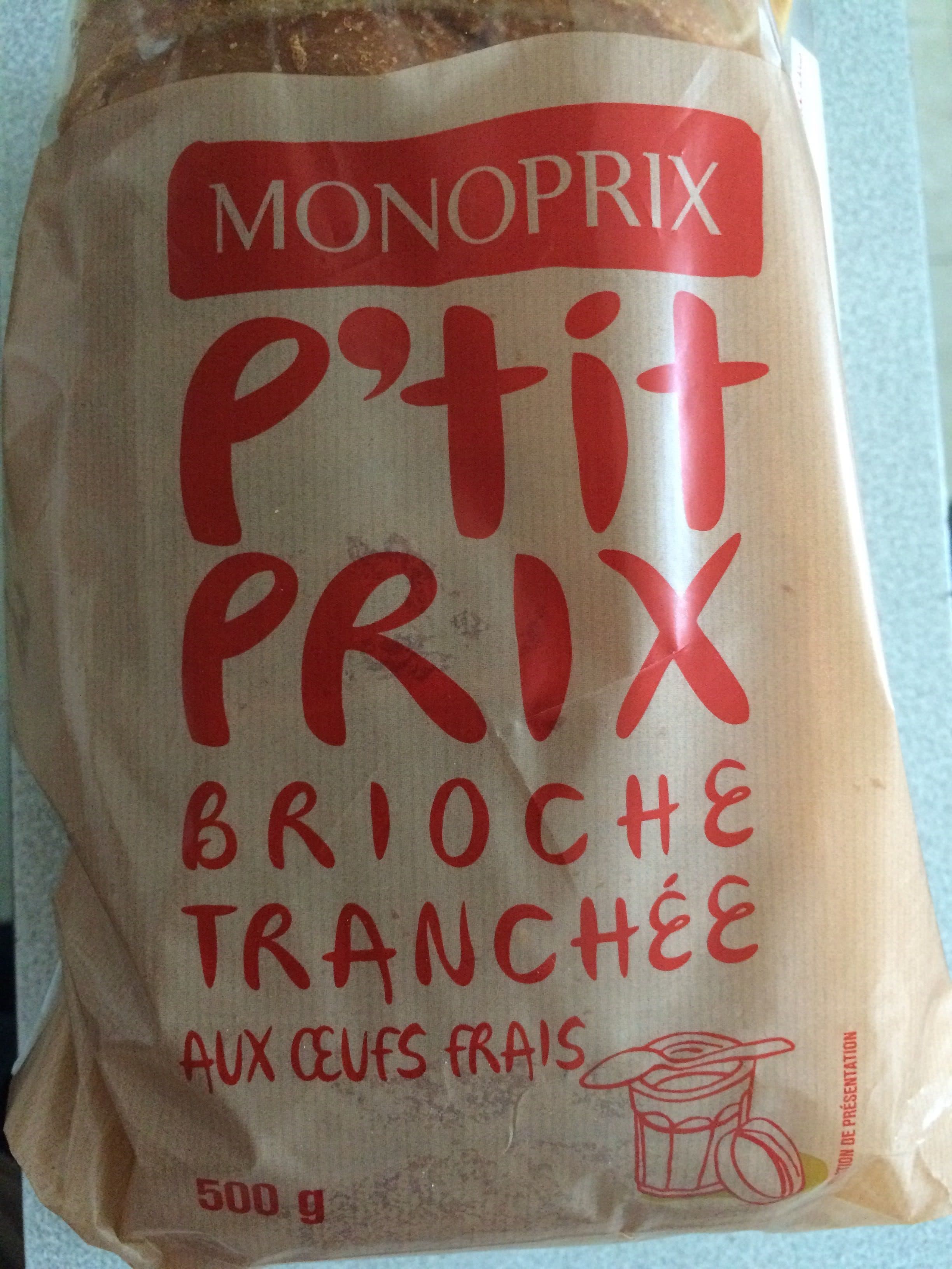 Monoprix P'tit prix Brioche tranchée aux Œufs Frais packshot