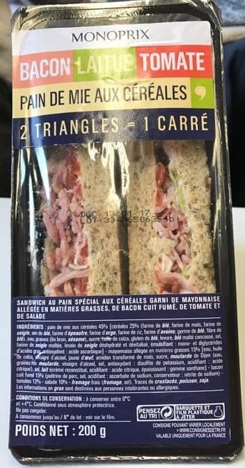 Monoprix Bacon Laitue Tomate packshot