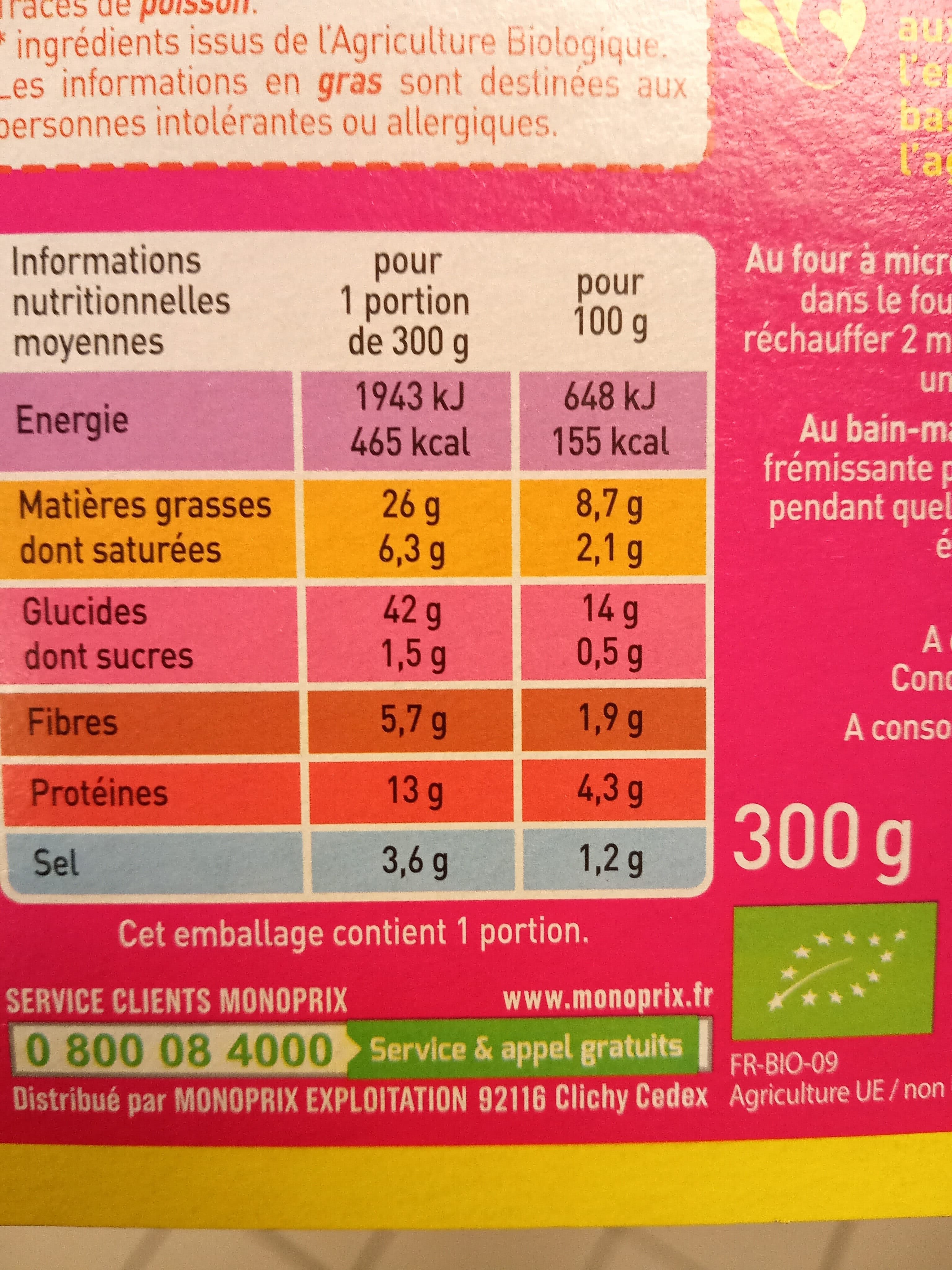 MONOPRIX BIO ! Ravioli épinards ricotta, sauce basilic et parmesan bio packshot