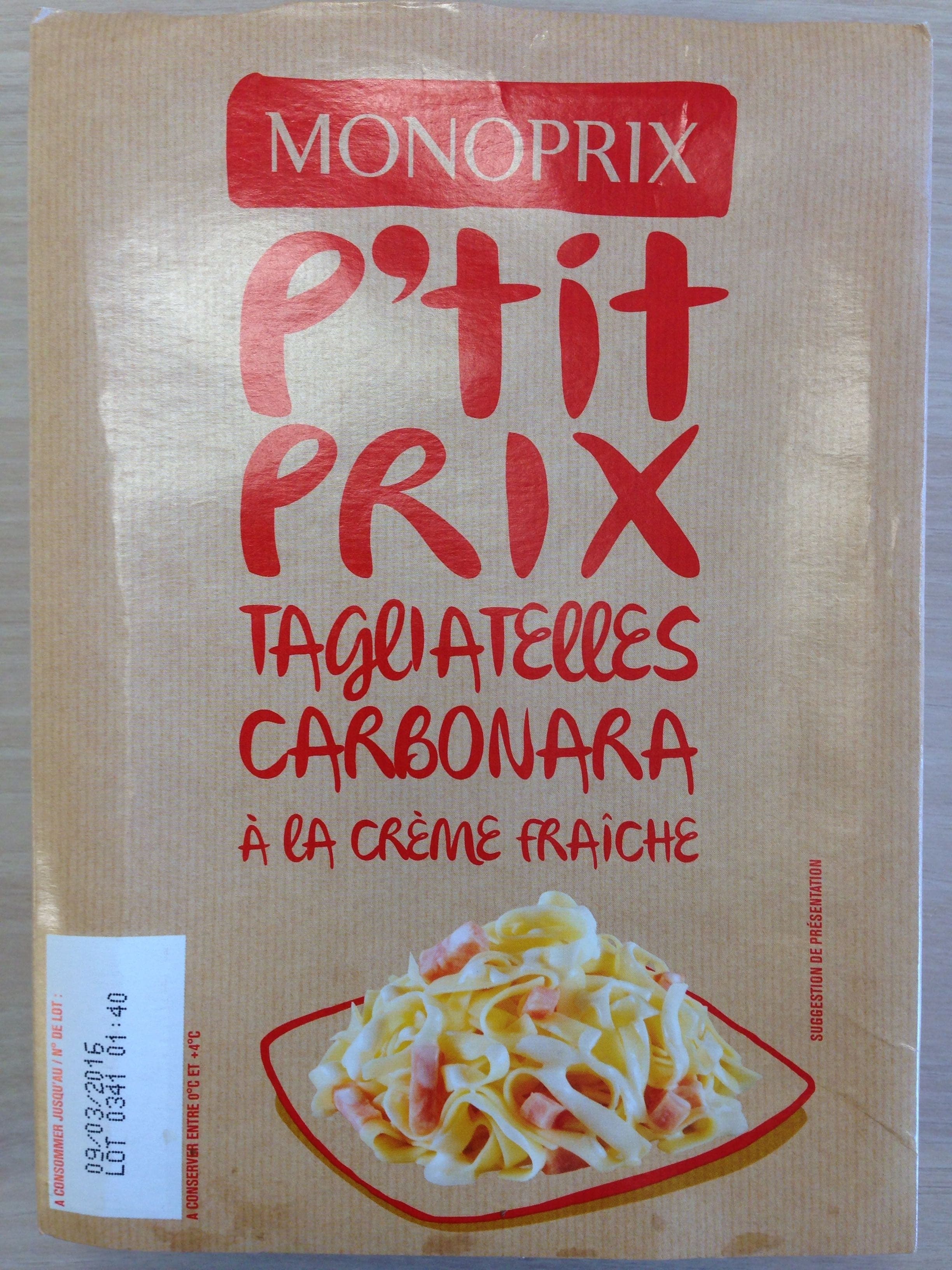 Monoprix Tagliatelles Carbonara à la crème fraîche packshot