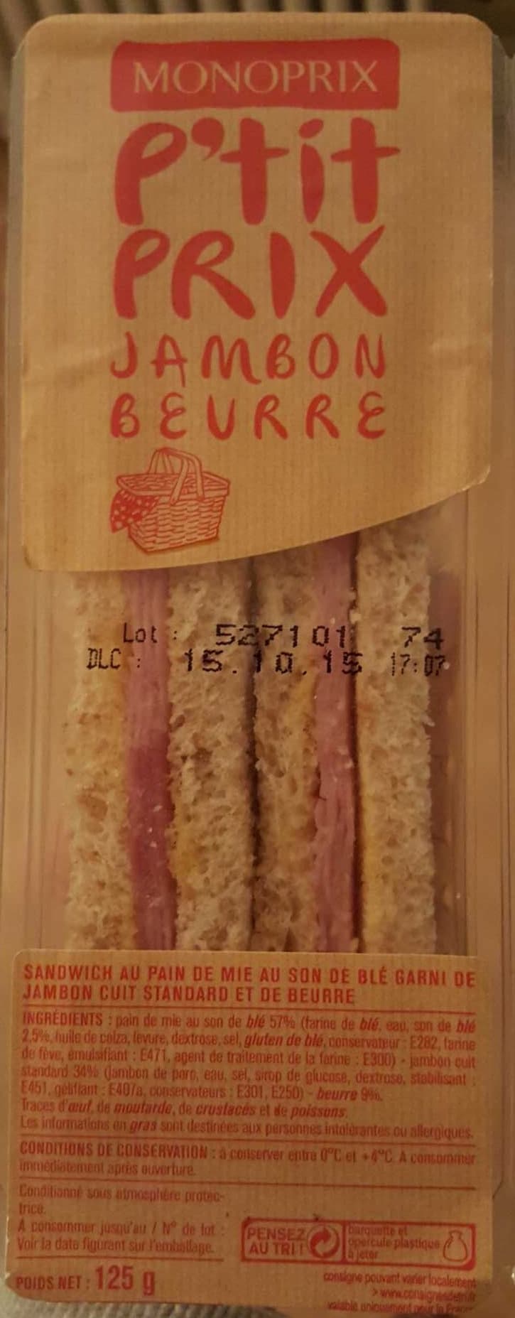 Monoprix P'tit Prix - Jambon Beurre packshot