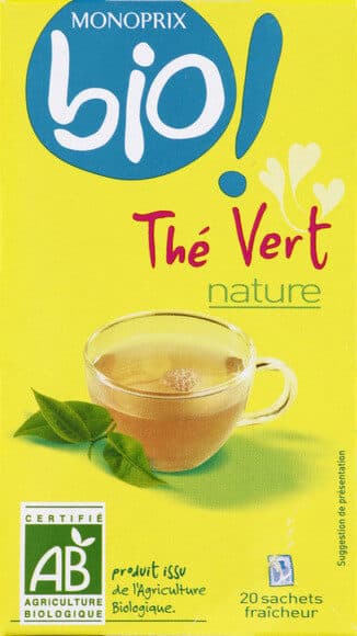 Monoprix Thé vert nature issue de l'agriculture biologique packshot