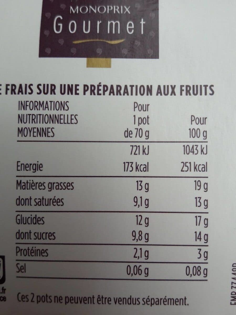 Monoprix Dessert Fontainebleau et son lit aux fruits rouges packshot
