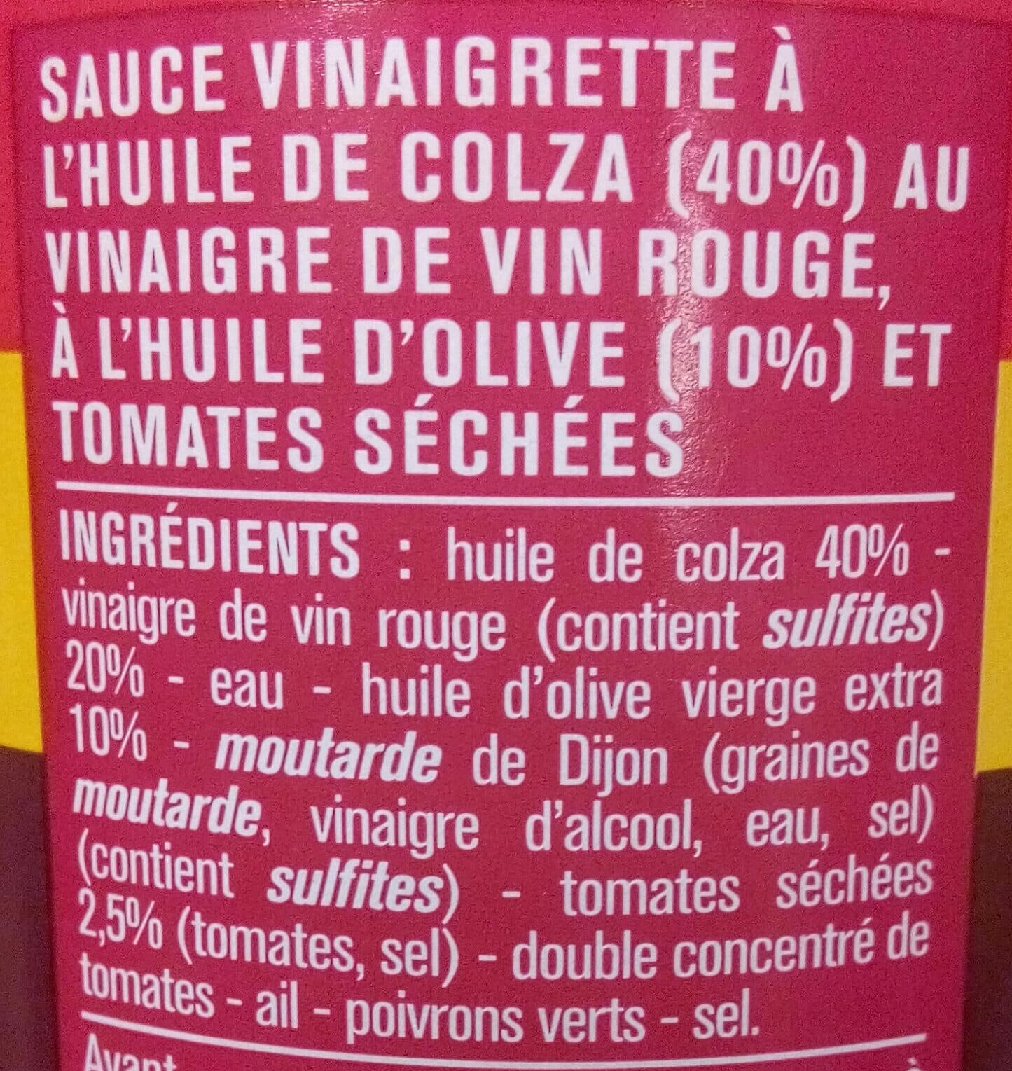Monoprix Sauce vinaigrette huile d'olive 10% tomates séchées packshot