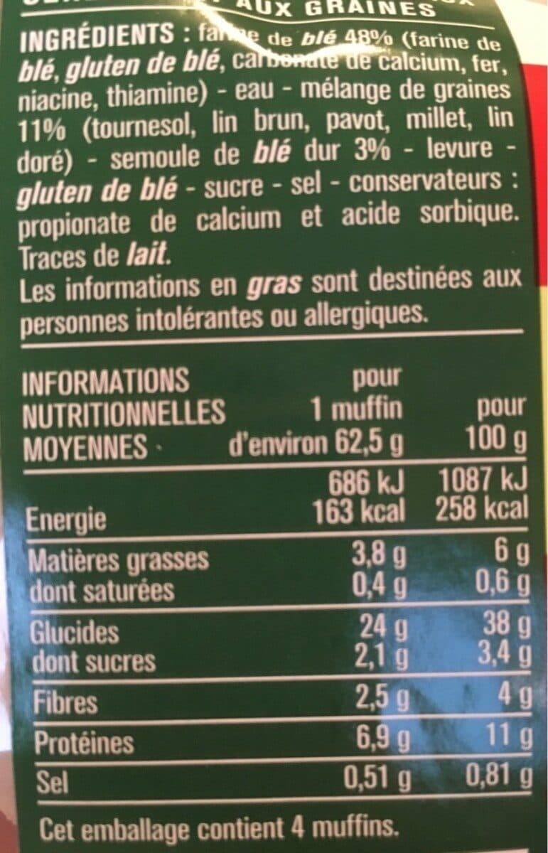 Monoprix 4 Muffins céréales & graines packshot