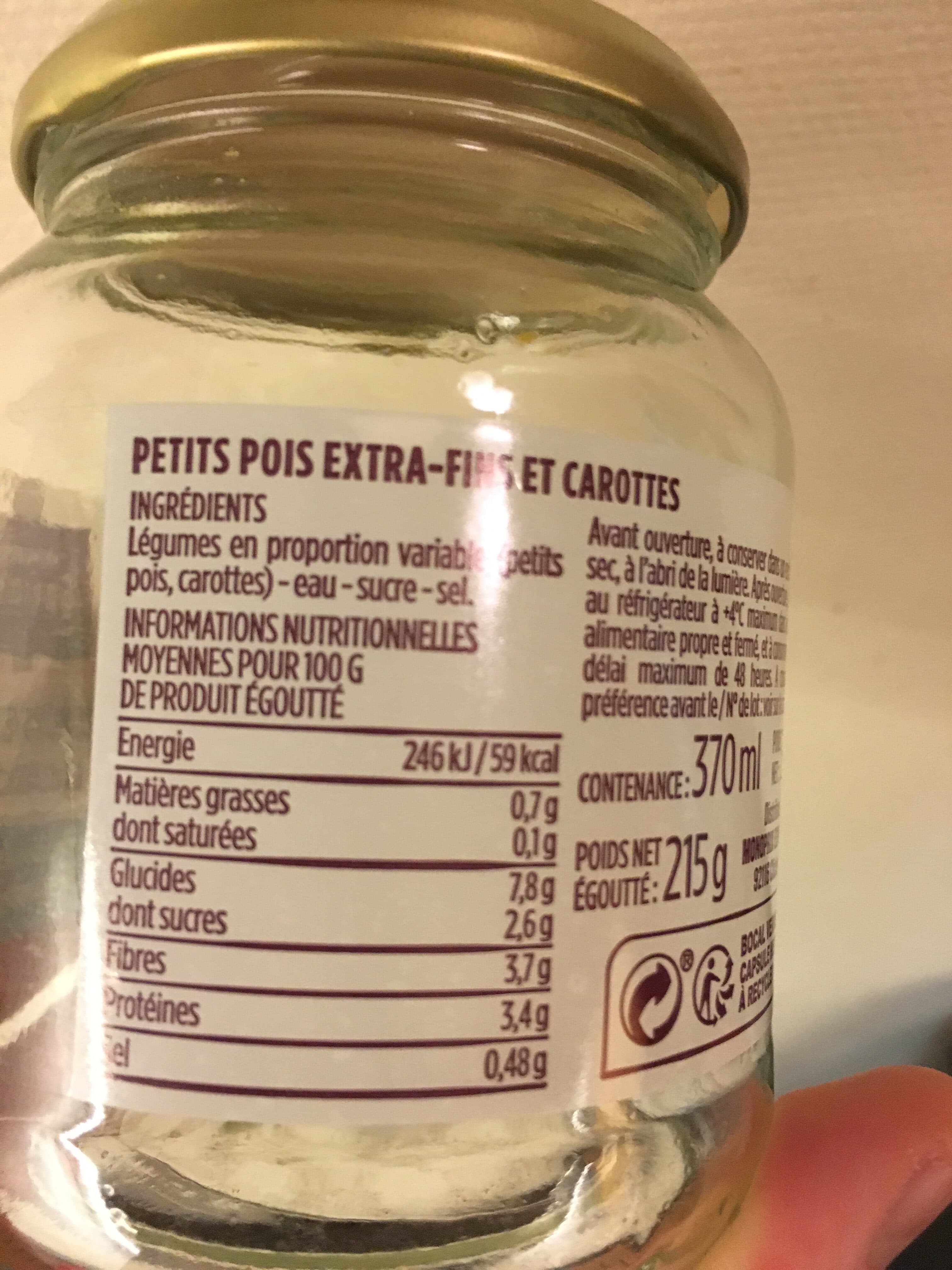 Monoprix Gourmet Petits pois extra-fins et jeunes carottes à l'étuvée packshot