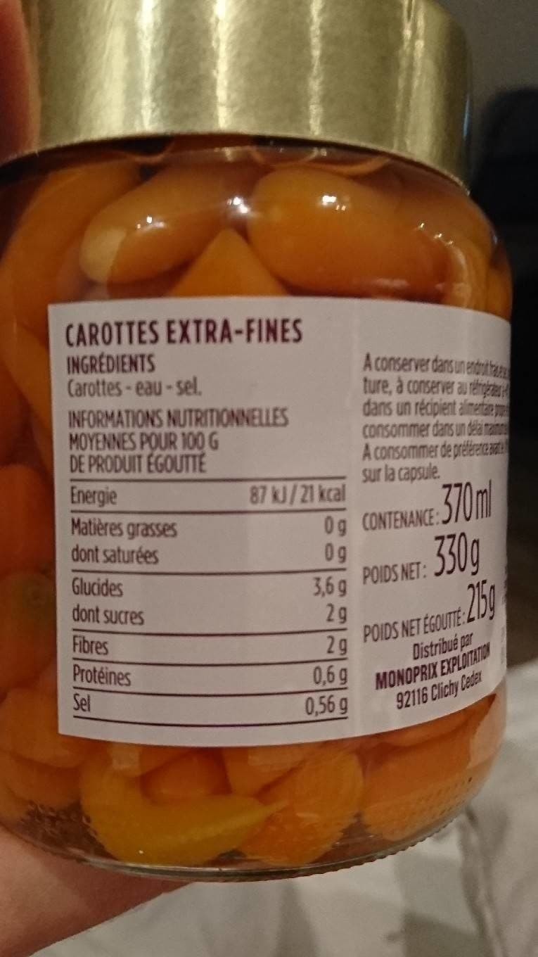 Monoprix Gourmet Carottes extra-fines packshot