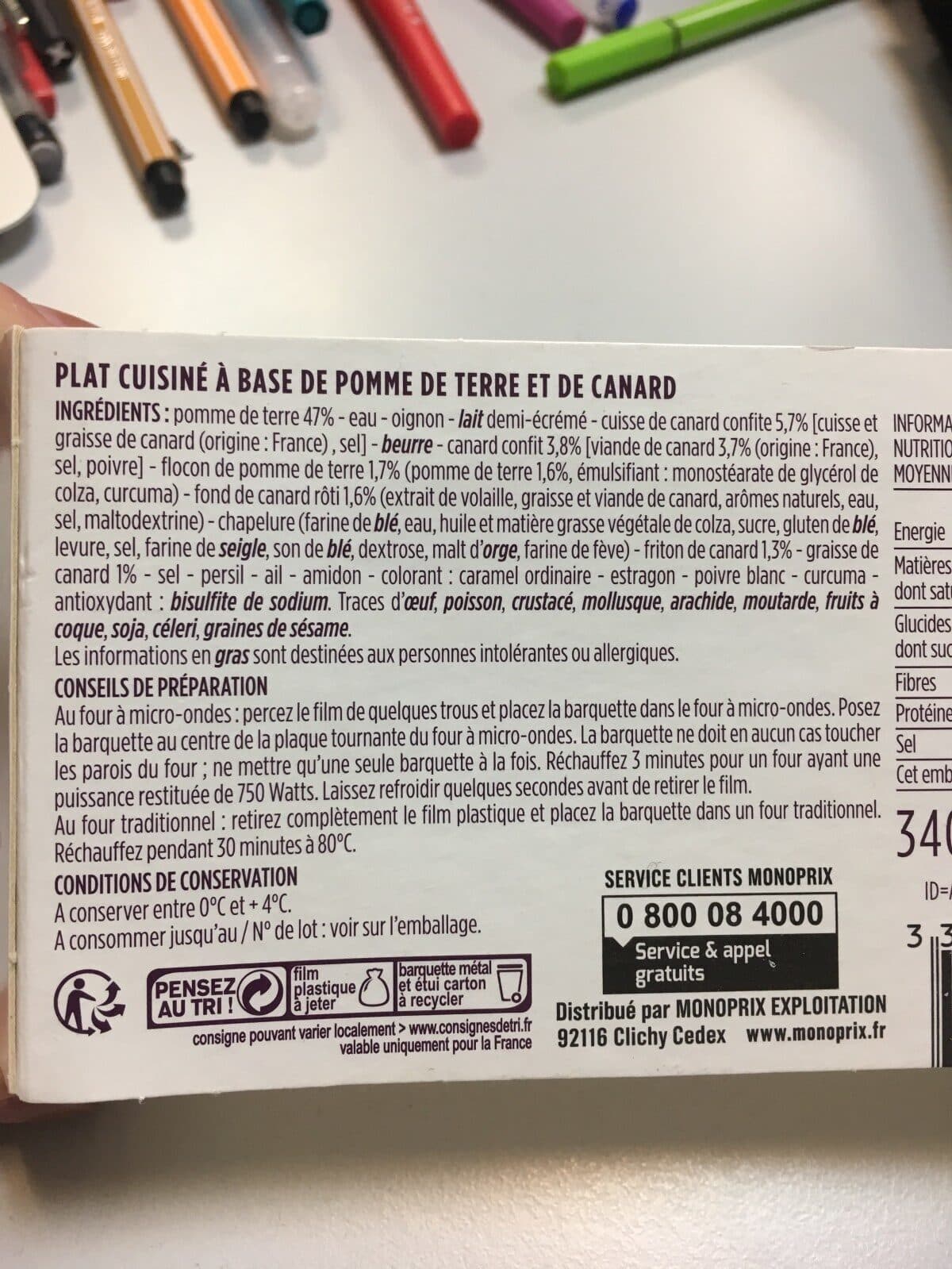 Monoprix Parmentier de pommes de terre au canard confi packshot