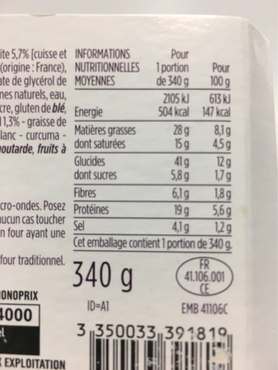 Monoprix Parmentier de pommes de terre au canard confi packshot