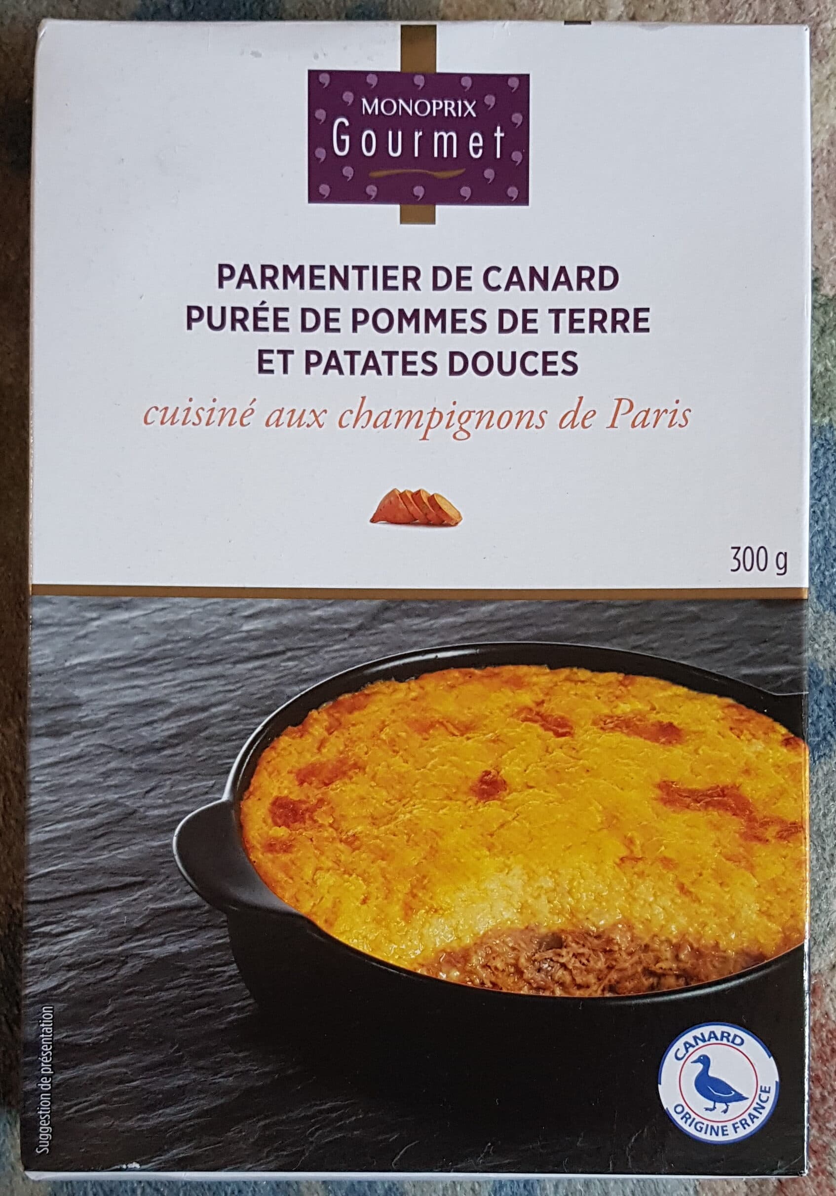 Monoprix Parmentier de canard purée de pommes de terre et patates douces cuisiné aux champignons de Paris packshot