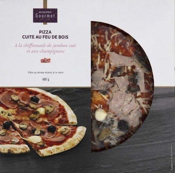 MONOPRIX GOURMET Pizza cuite au feu de bois à la chiffonnade de jambon cuit et aux champignons packshot