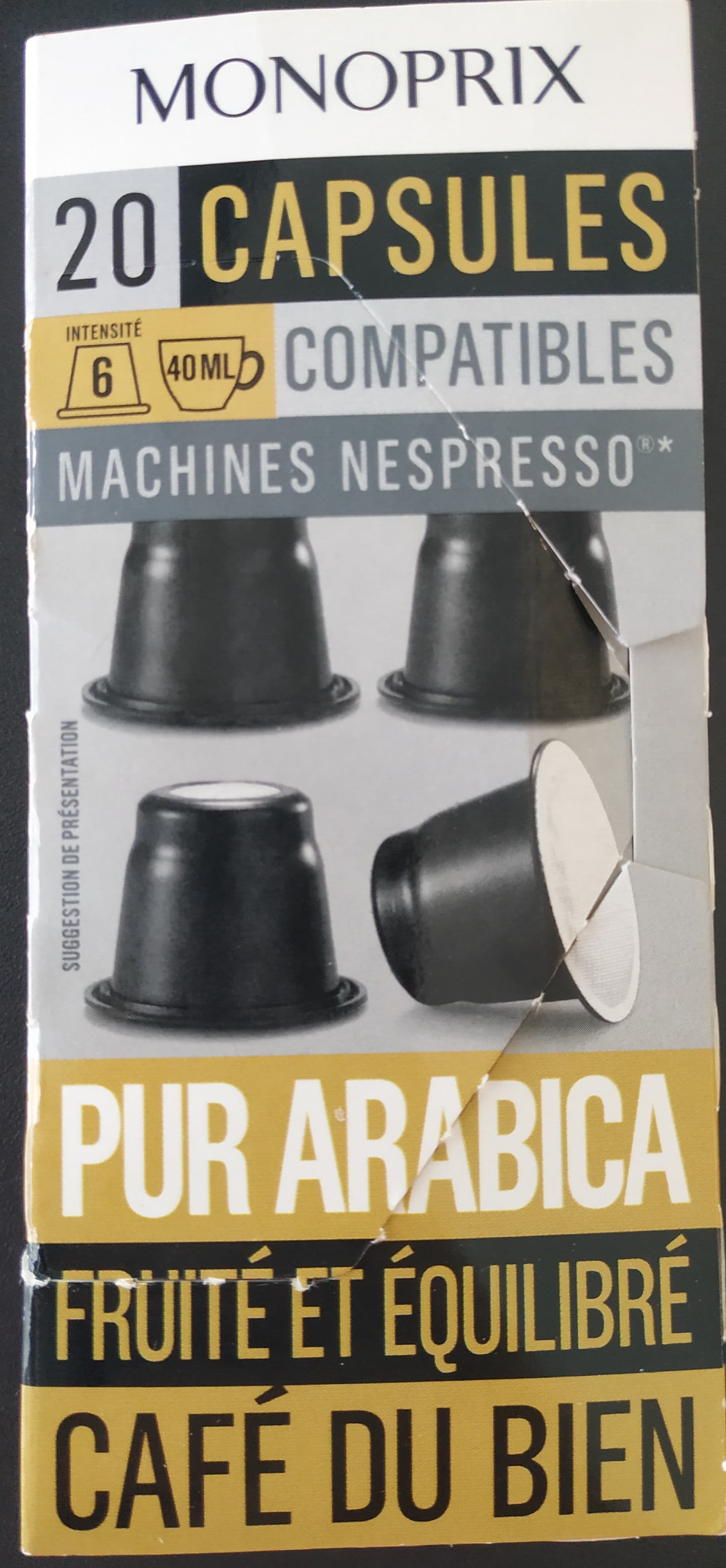 Monoprix Capsules de café pur arabica fruité et équilibré packshot