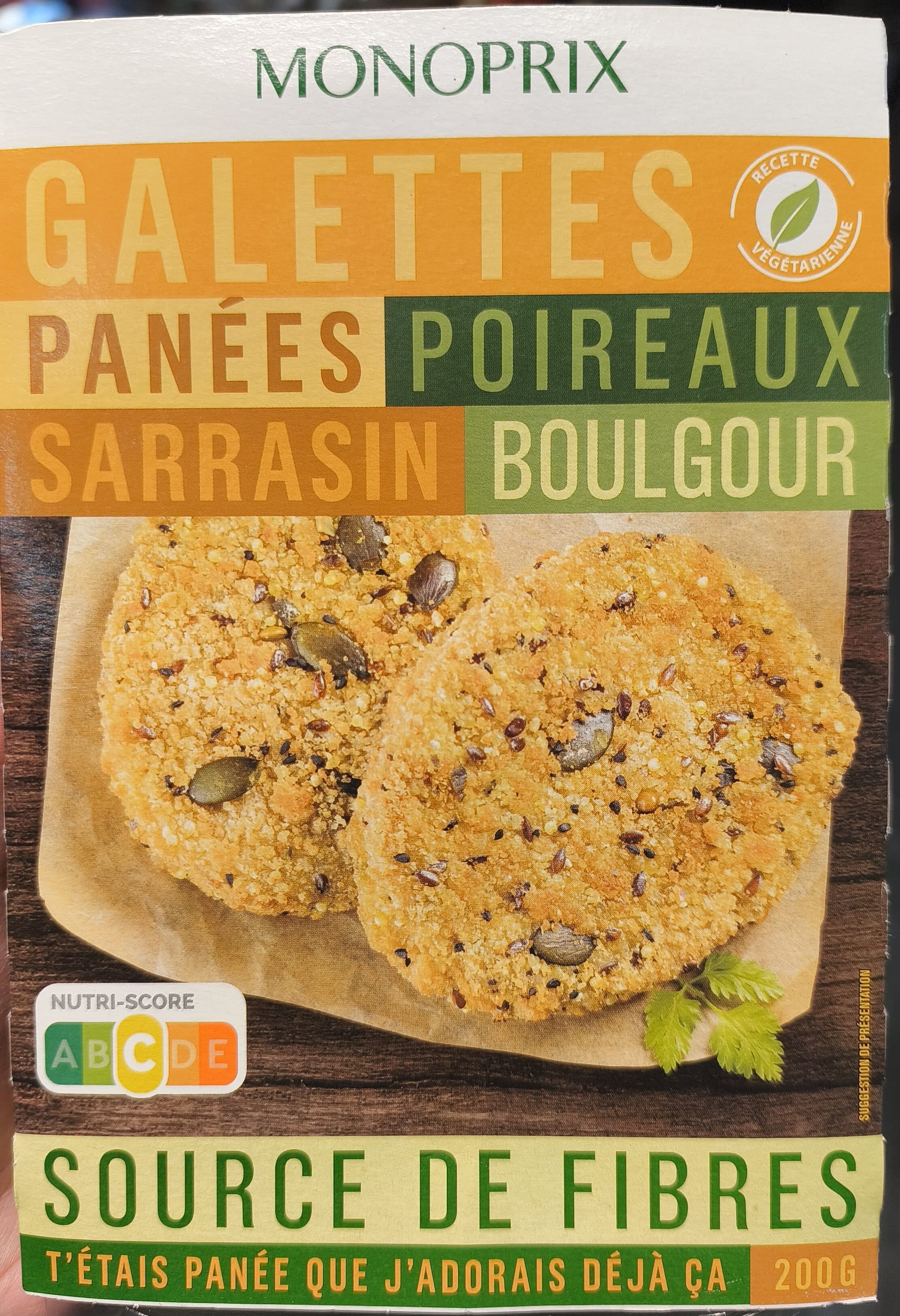 Monoprix Galettes panées Sarrasin Boulgour Poireaux packshot