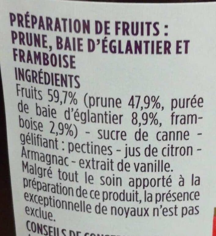 Monoprix Les recettes exclusives prune, baie d'églantier, framboise packshot