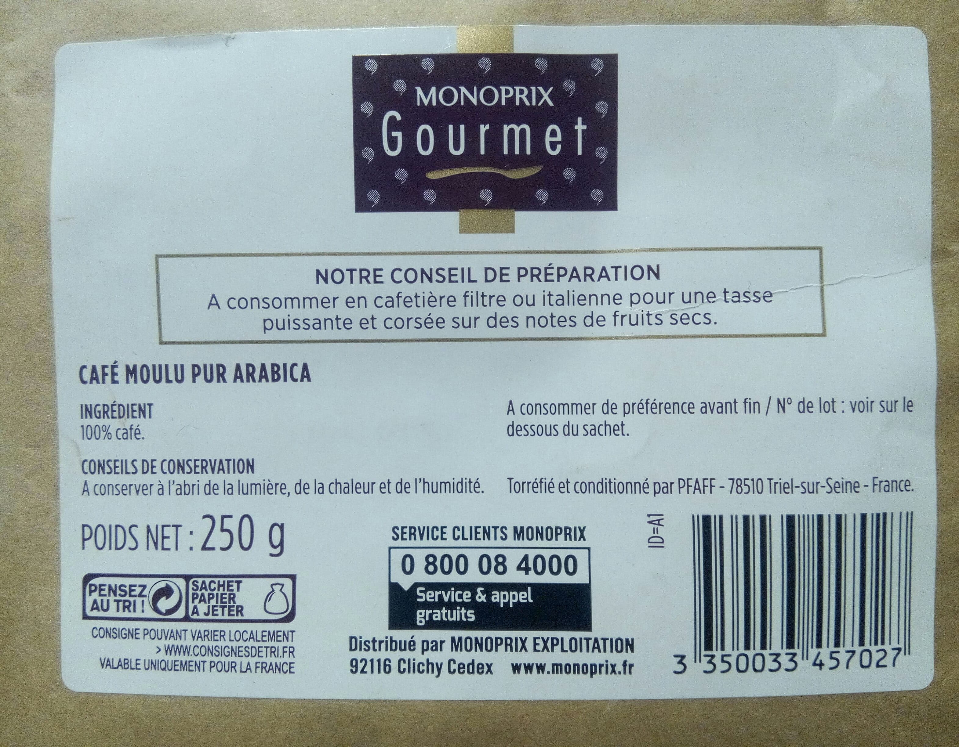 Monoprix Café moulu 100% arabica grand cru intensité 4 - Ethiopie packshot