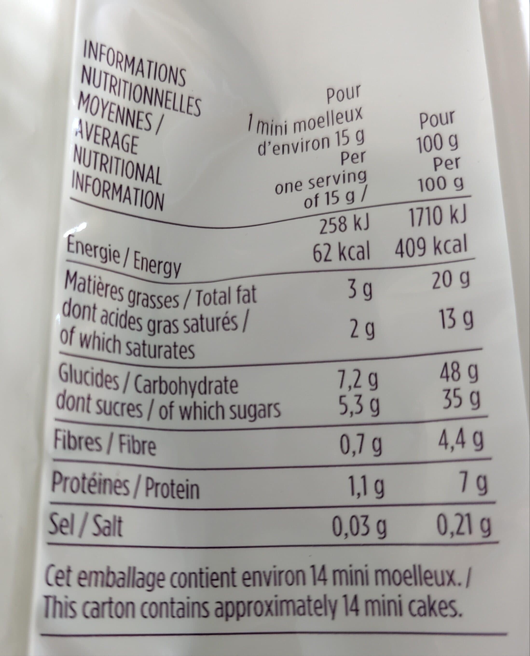 Monoprix Mini moelleux au chocolat packshot