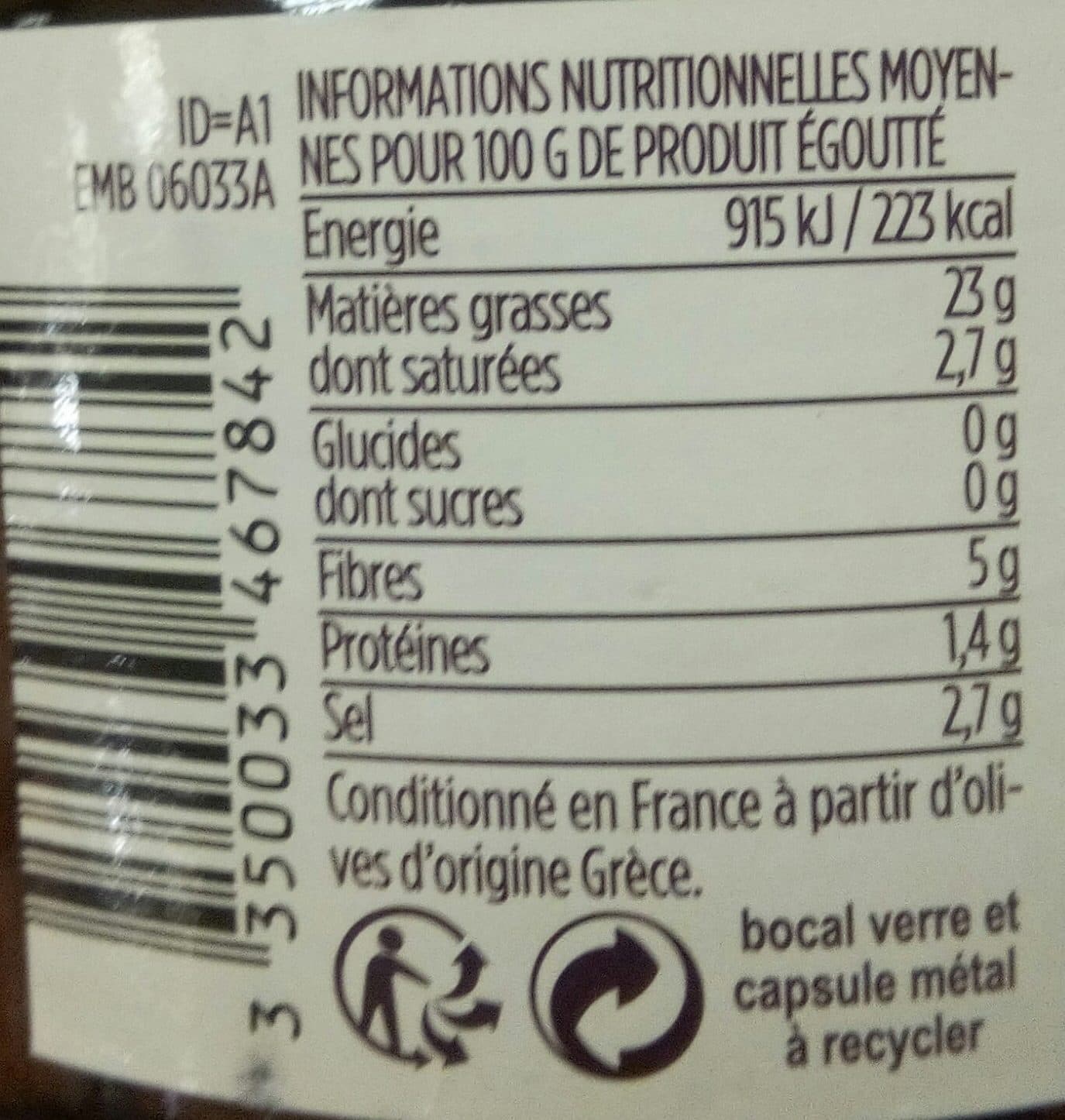 Monoprix Olives Kalamon de Grèce au naturel packshot
