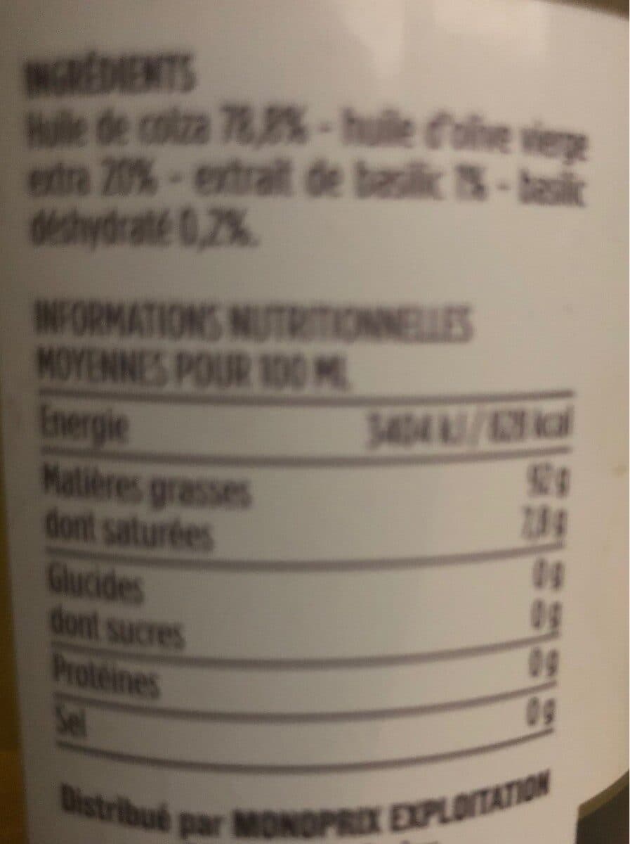 Monoprix Huile infusée basilic packshot