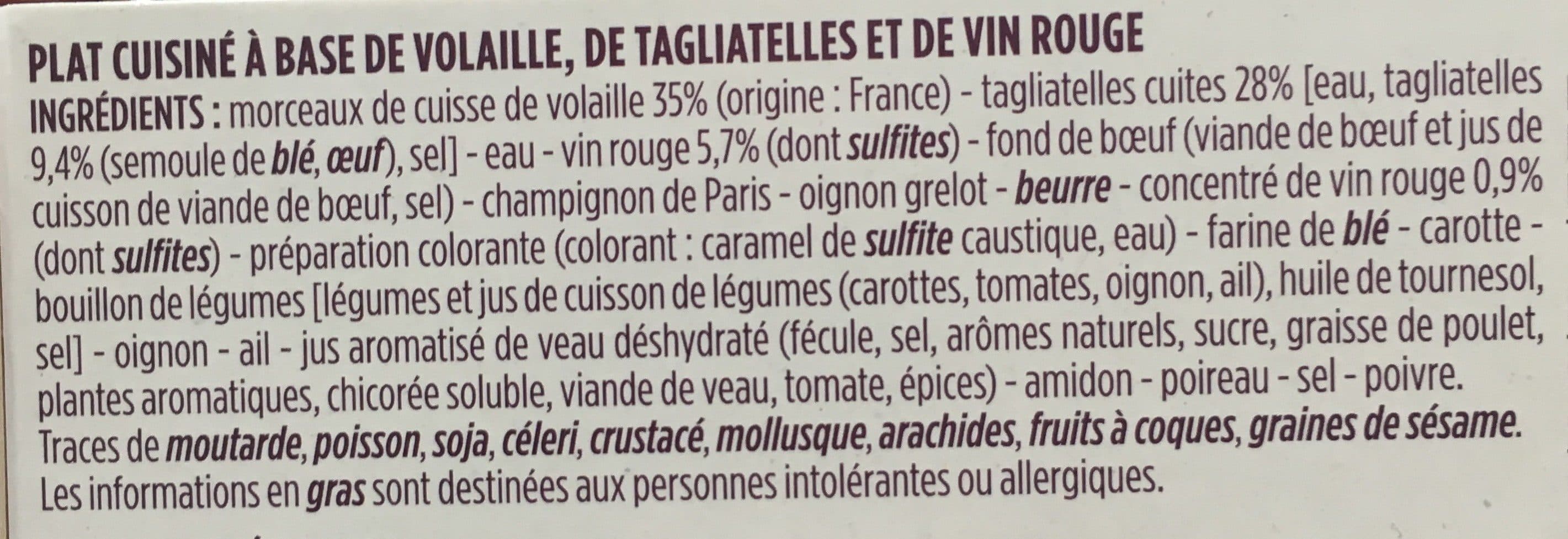 Monoprix Coq au vin et ses tagliatelles packshot
