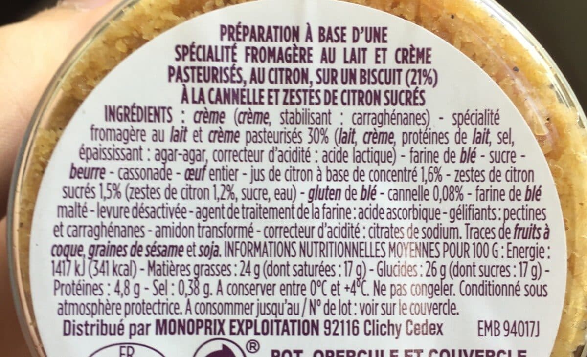 Monoprix Cheescake onctueux citron packshot