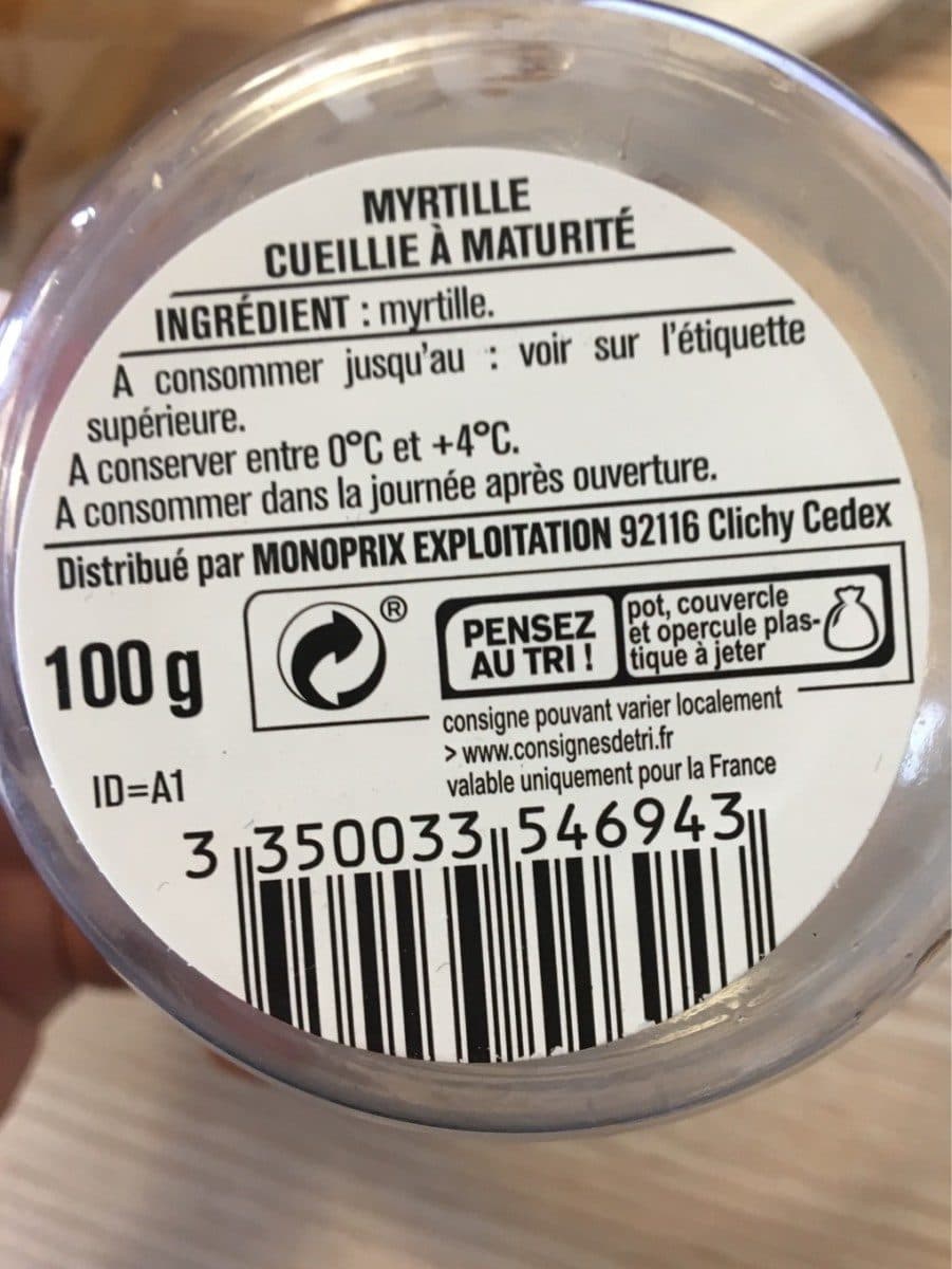 Monoprix Myrtilles packshot