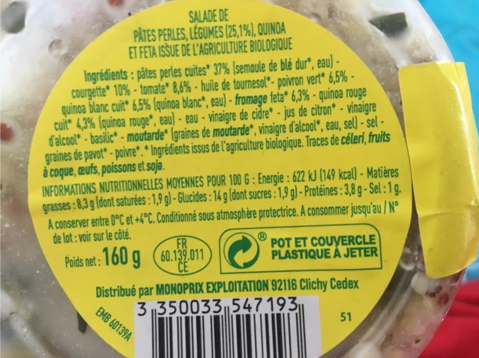 Monoprix Salade de perles au quinoa feta packshot