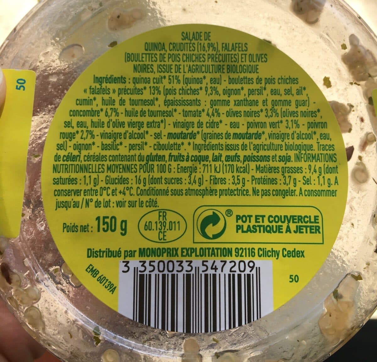 Monoprix Salade quinoa olives falafels packshot