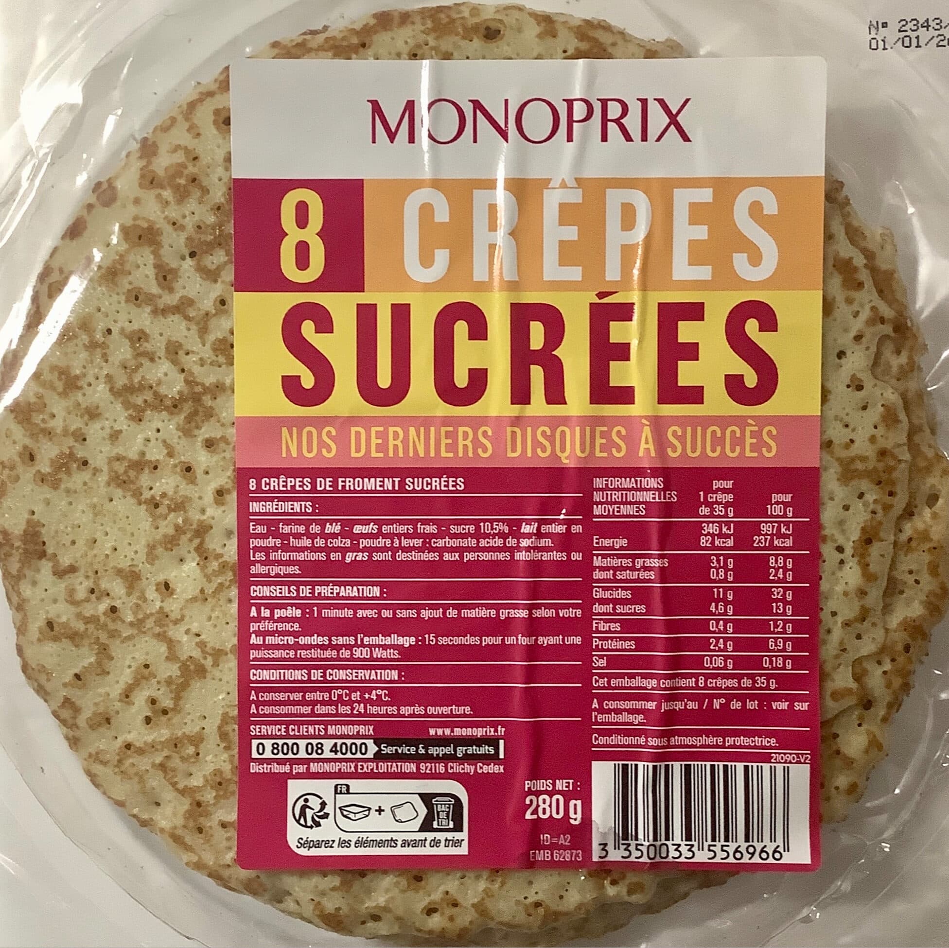 Monoprix 8 crêpes sucrées packshot