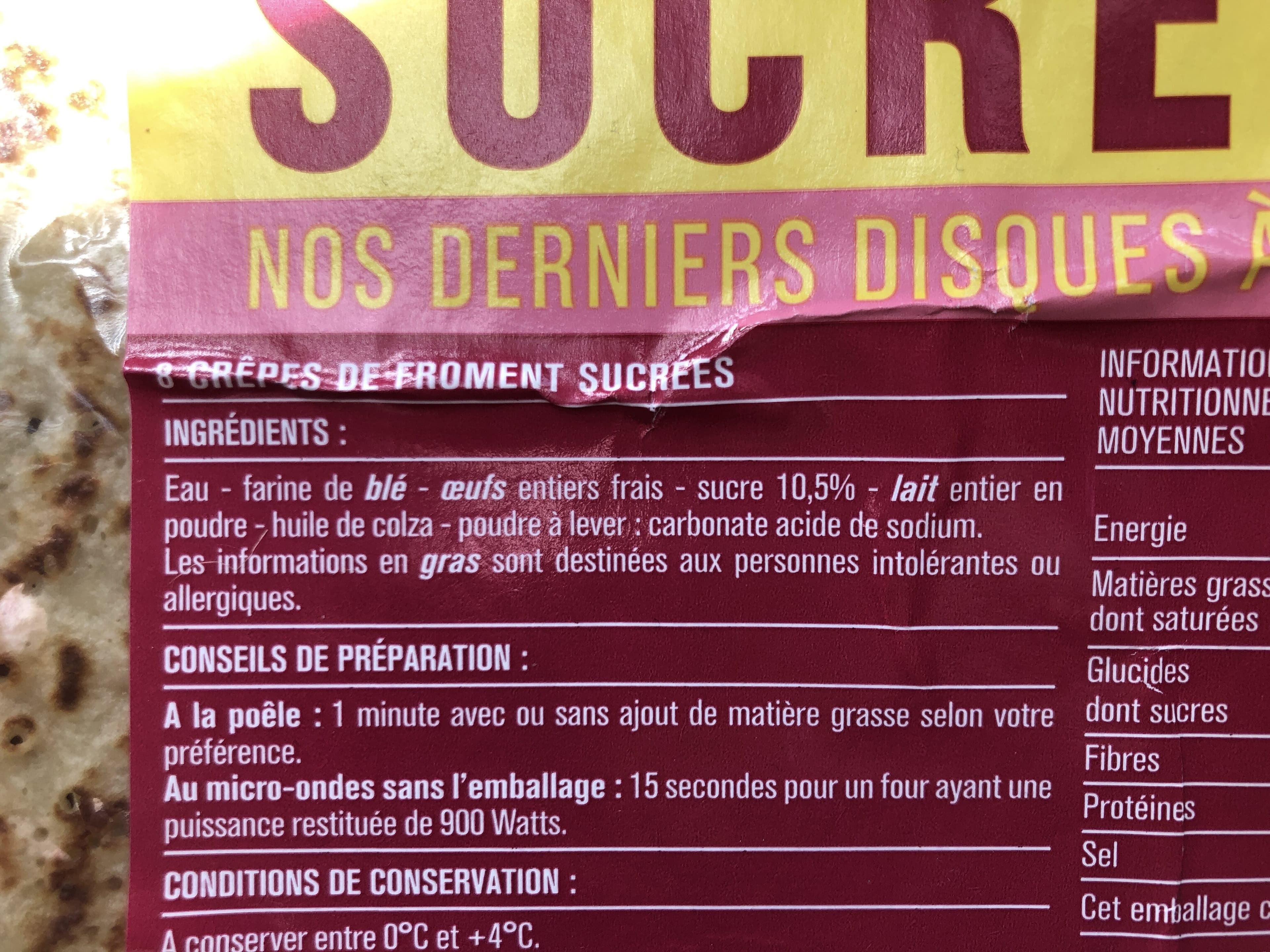 Monoprix 8 crêpes sucrées packshot