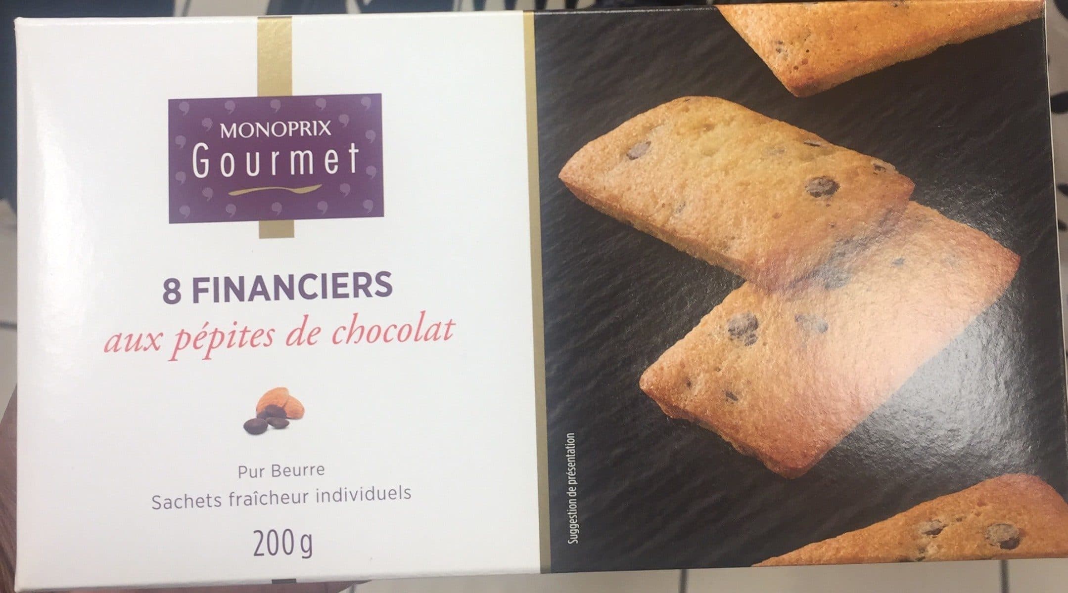 Monoprix 8 financiers aux pepites de chocolat packshot