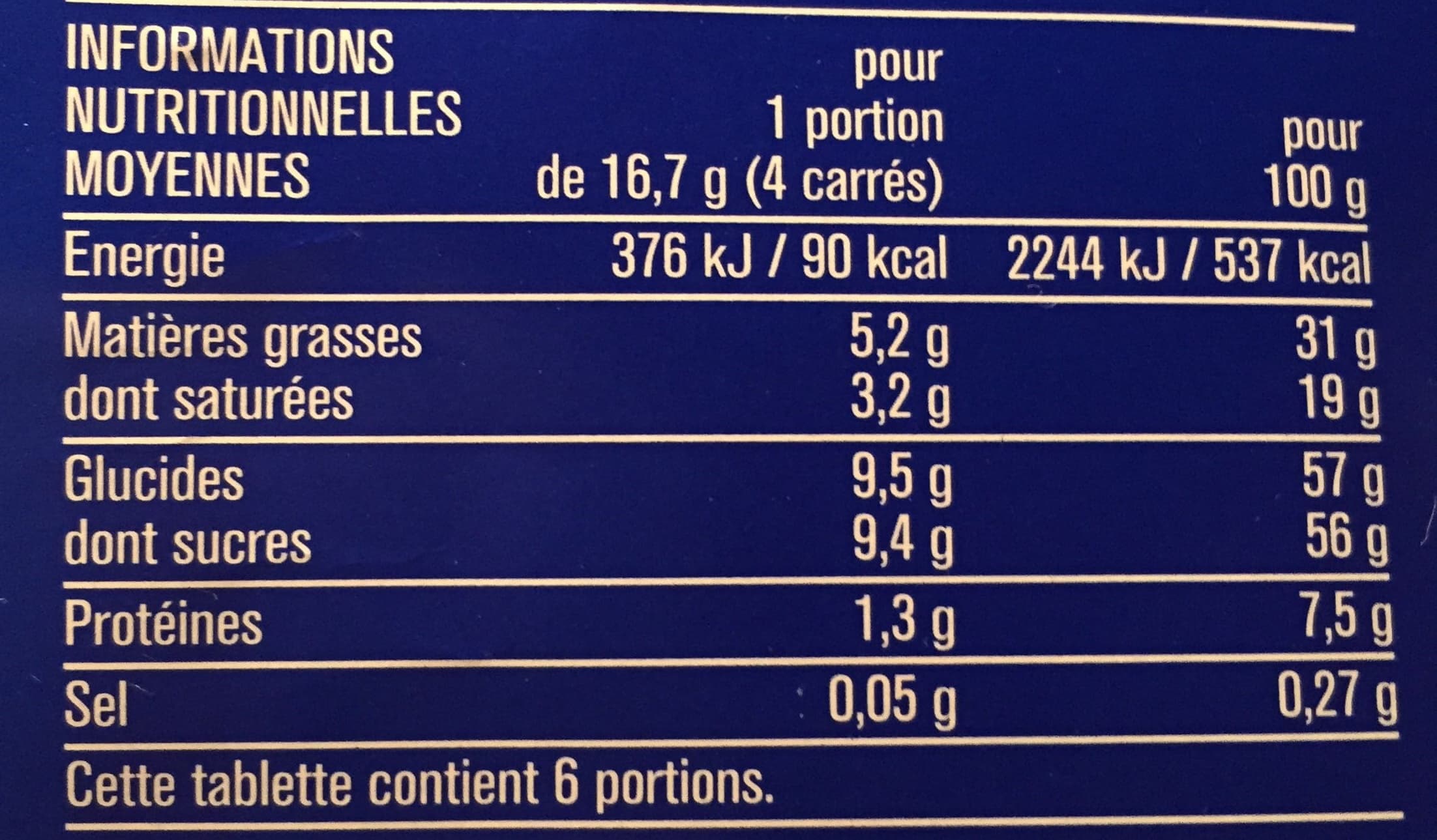 Monoprix Chocolat lait extra fin packshot