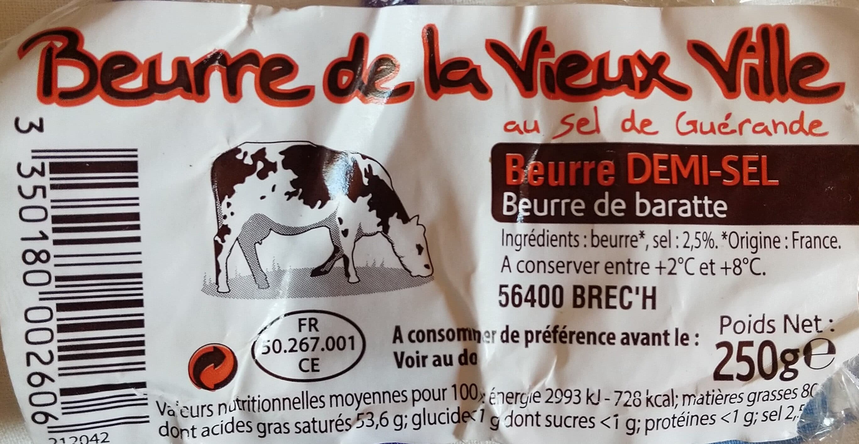 Open Food Facts Beurre demi sel au sel de Guerande La Vieux Ville packshot