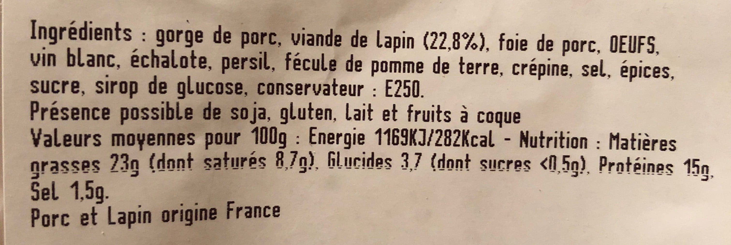 Prunier Terrine de lapin a l'ancienne packshot