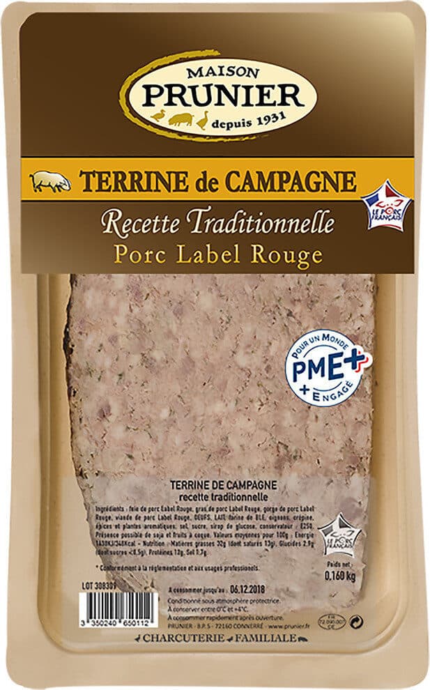 Maison prunier Terrine de Campagne, recette traditionnelle packshot