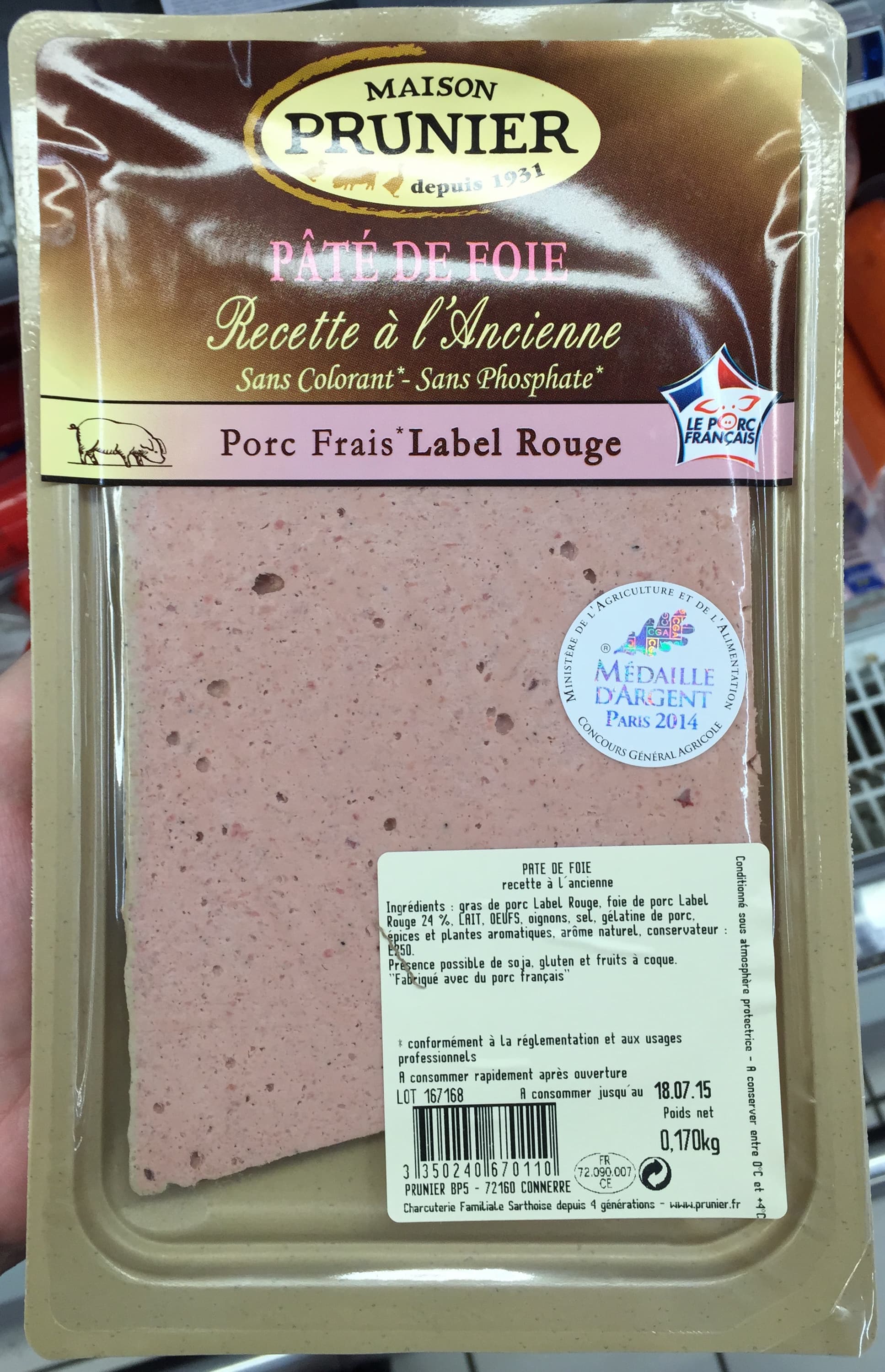 Maison Prunier Pâté de foie de porc recette à l'ancienne packshot