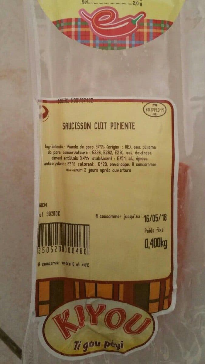 Open Food Facts Saucisson cuit pimenté packshot