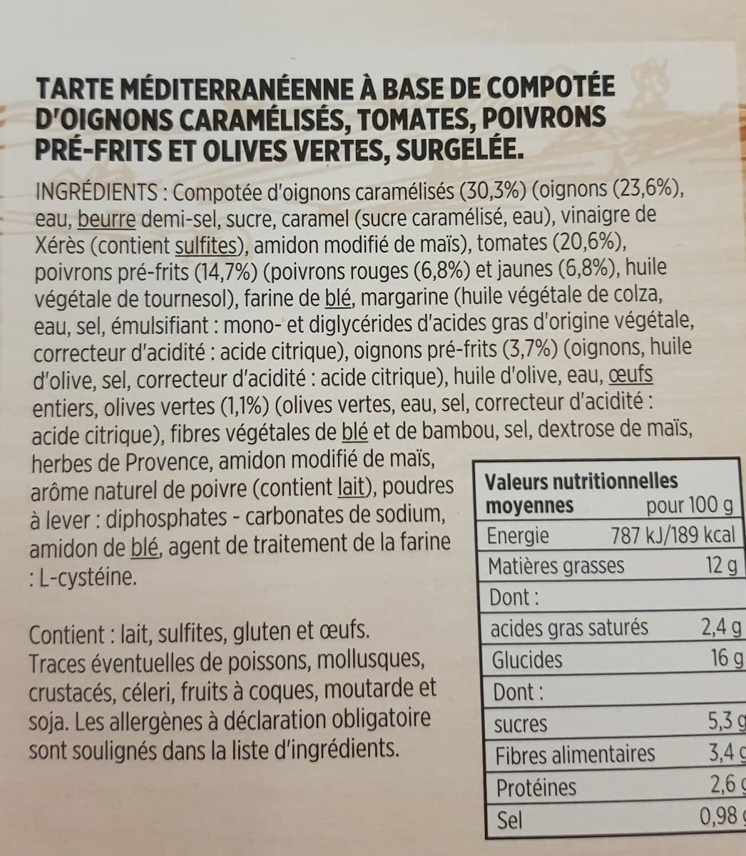 Toupargel Tarte mediterraneenne packshot