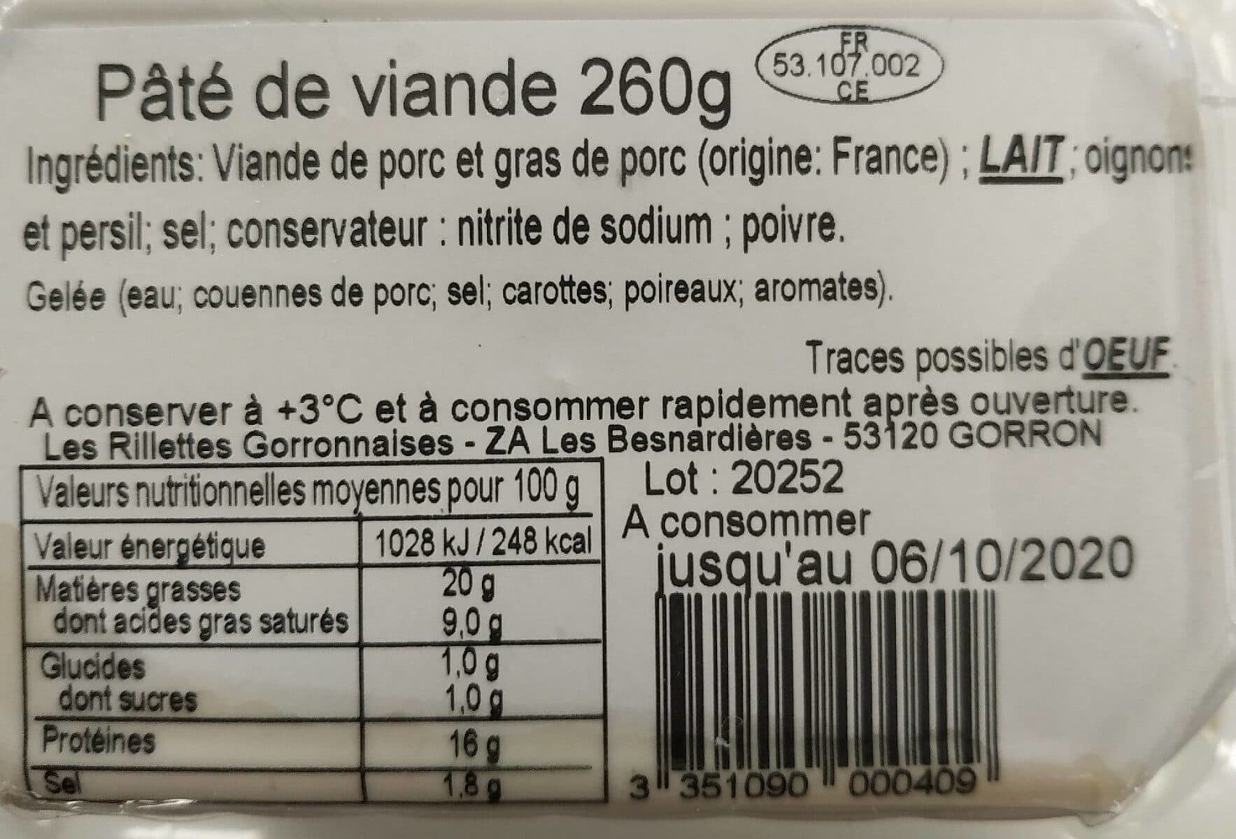 Les Gorronnaises Pate de viande LES GORRONNAISES packshot