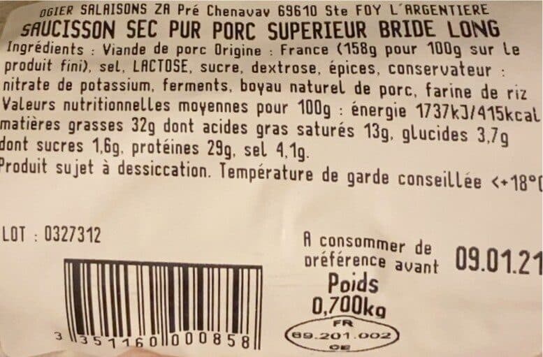 Michel Ogier Saucisson tradition Michel Ogier packshot