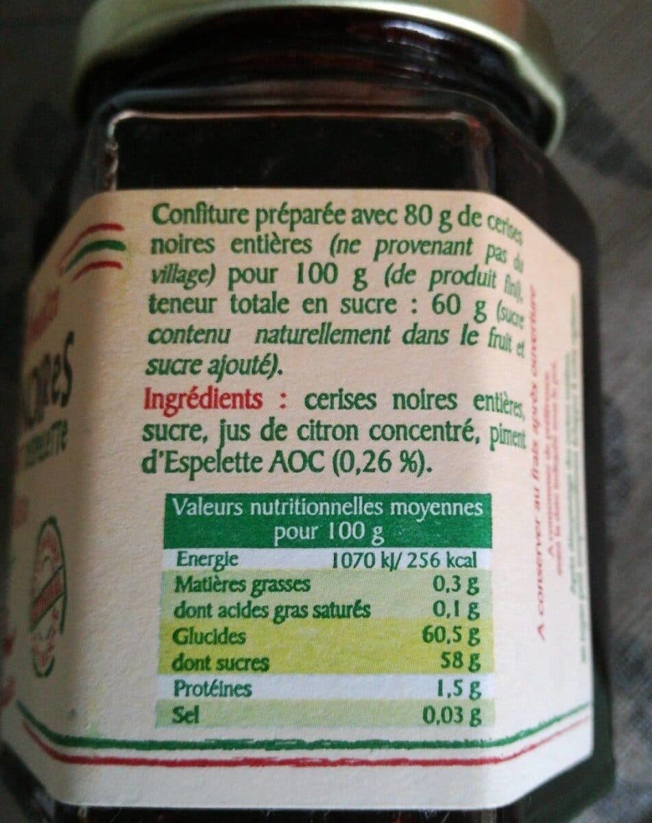 Les Confitures D’Amatxi Cerises noires entieres au piment d'Espelette AMATXI packshot