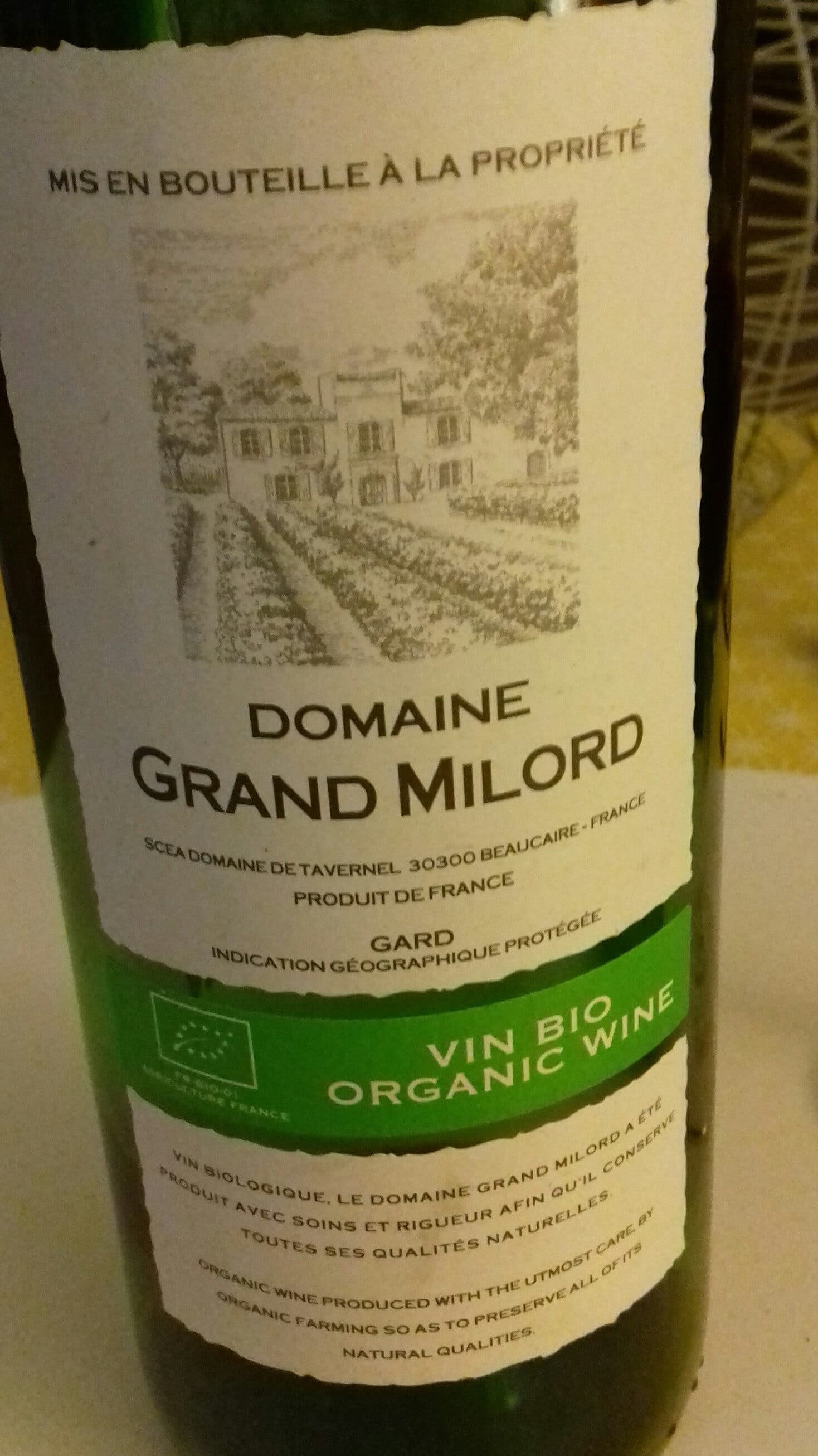 U bio Domaine grand milord packshot