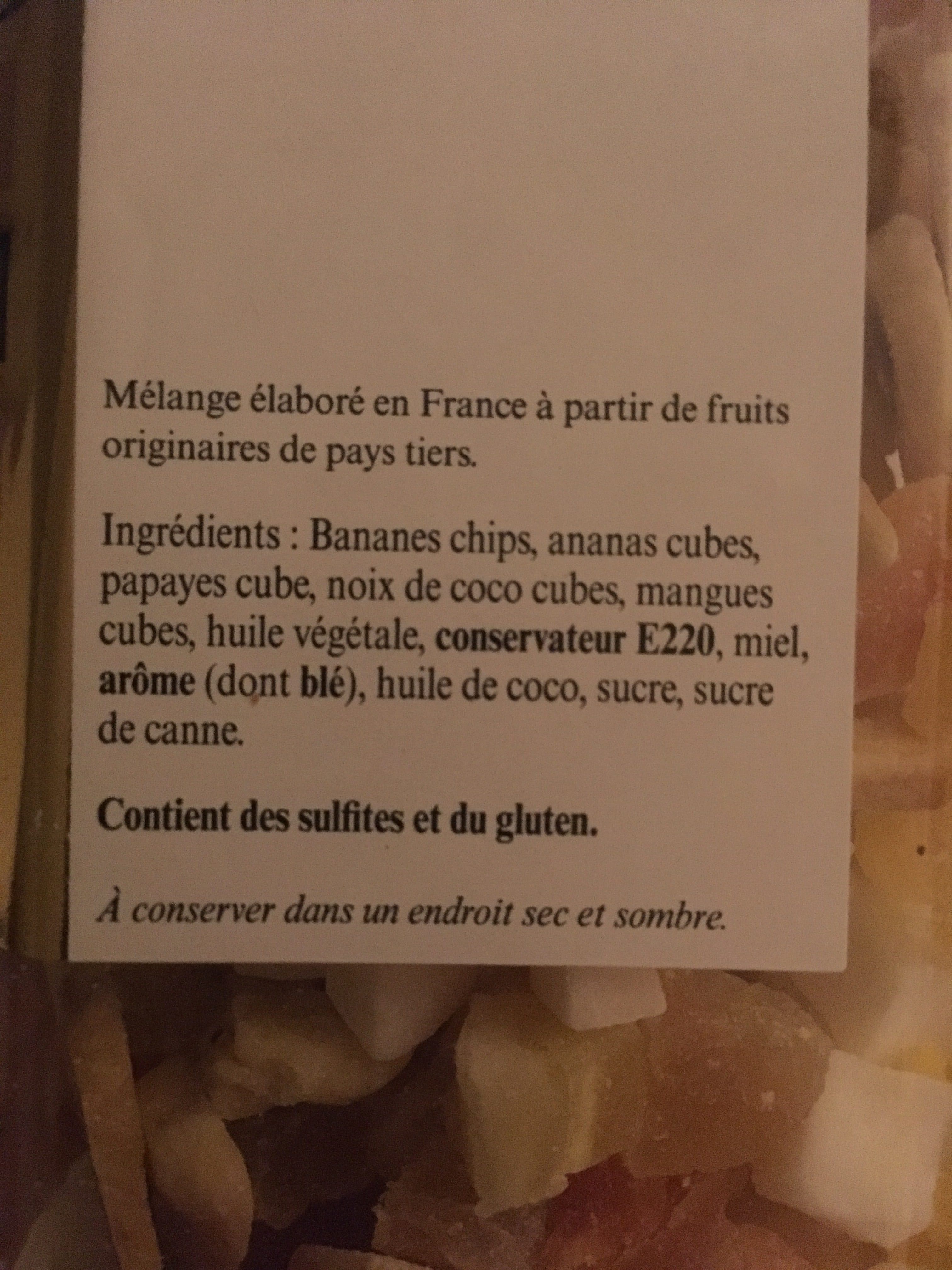 Festifruits Mélange exotique (banane chips, papaye, ananas, noix de coco cube, mangue), pot packshot